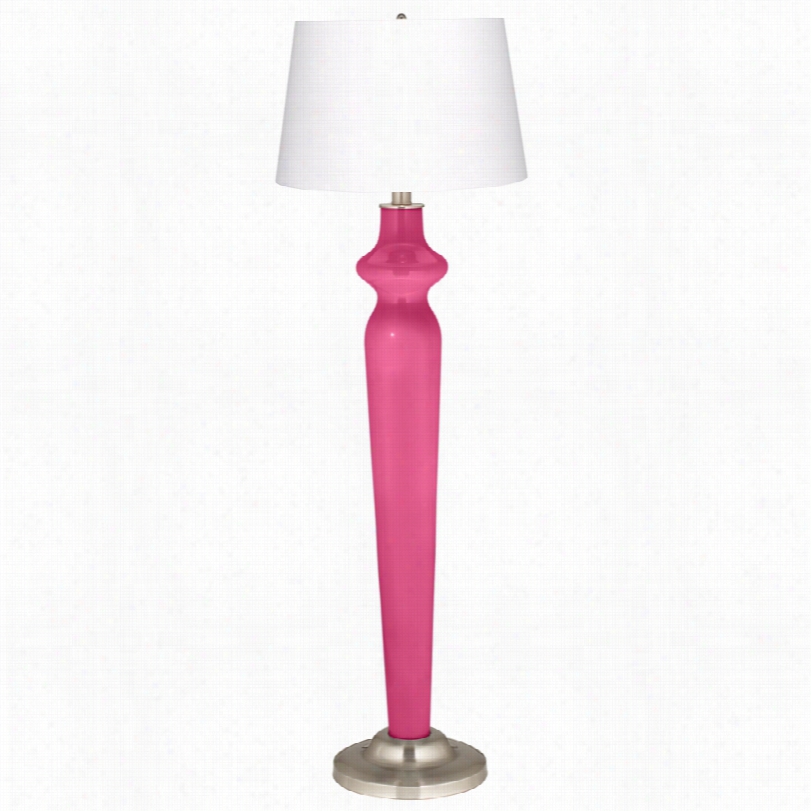 Contemporary Color Plus Blosom Pink With White Shsde Lido Floor Lamp