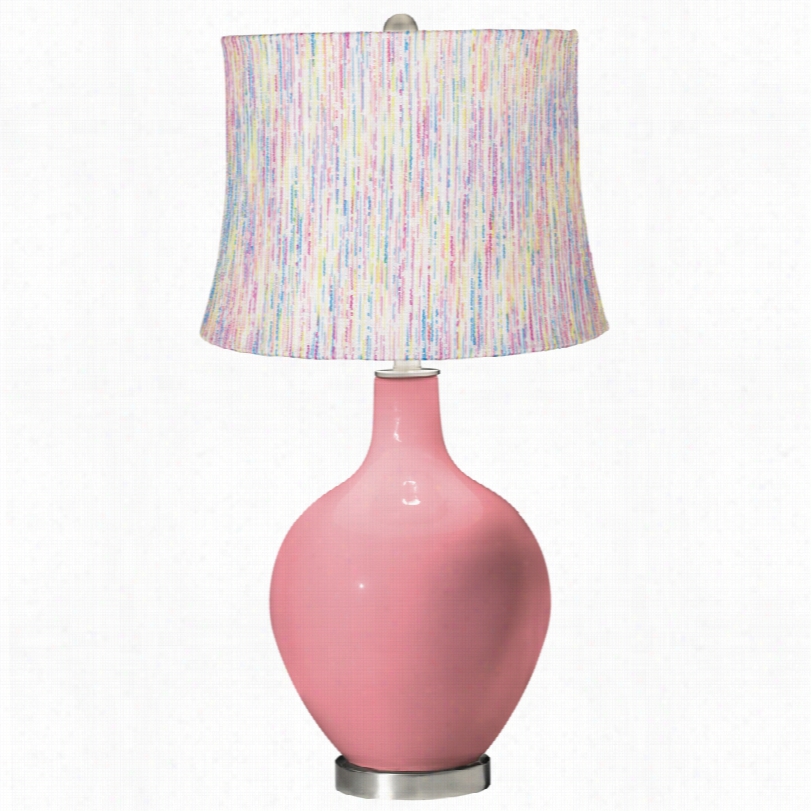 Contemporary Color Plus Candy-stripe S Hade Haute Pink Ovo Table Lamp