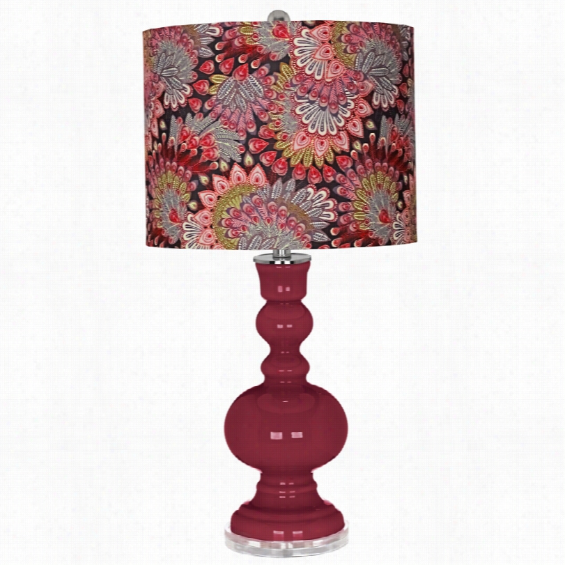 Contemporary Coloor Plus Dark Calico Antique Red Apothecary Ta Ble Lamp