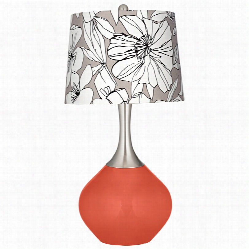 Contemporary Color Plus Graphic Floral Koi Orange Spencer Table Lamp