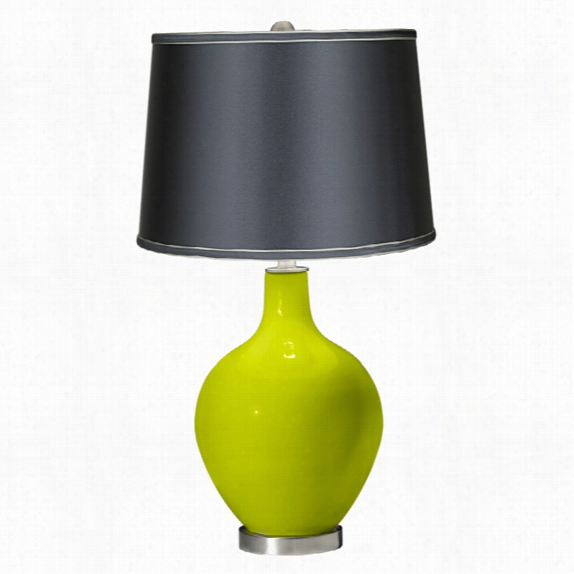 Contemporary Color Pls Ovo Pastel Green With Satin Dark Gray Slab Lamp