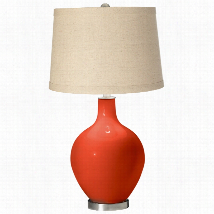 Contem Porary Color  Plus Ovo Steel Wit  Daredevil  Orange Glass Table Lamp