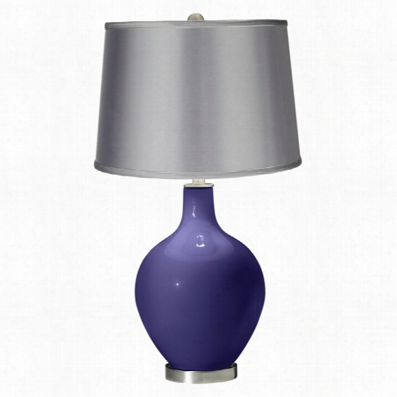 Contemporary Color Plus Ovo Valiant Violet With Light Gray Table Lamp