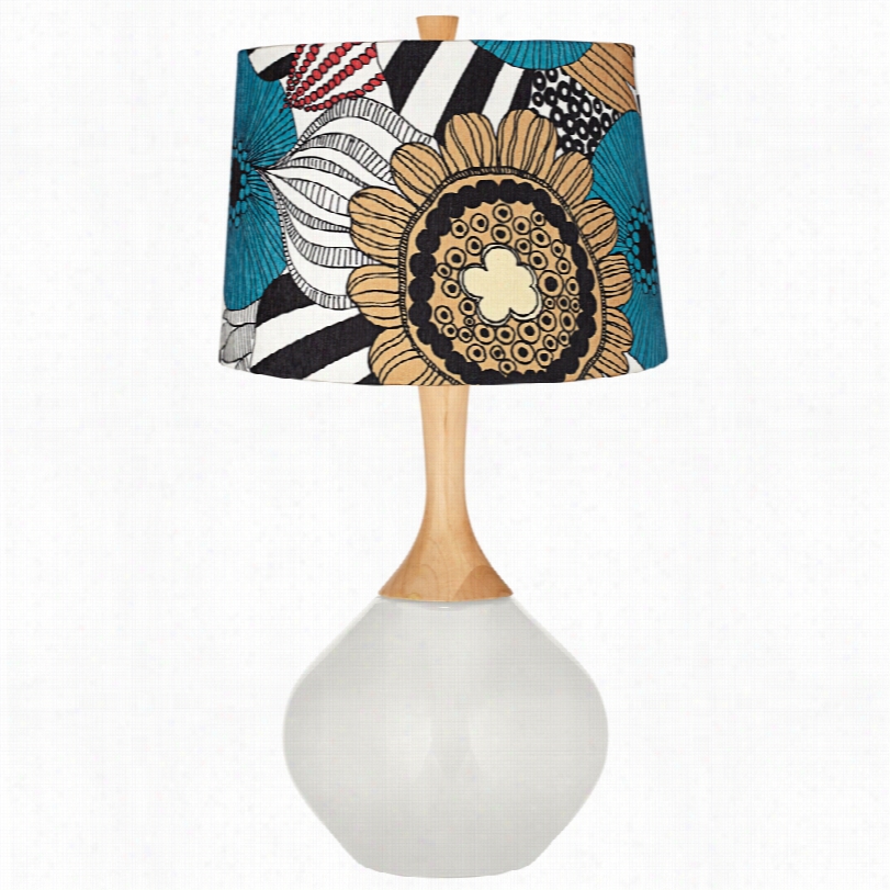 Contemporary Color Plus Pop Art Floral Winter White Wexler Table Lamp