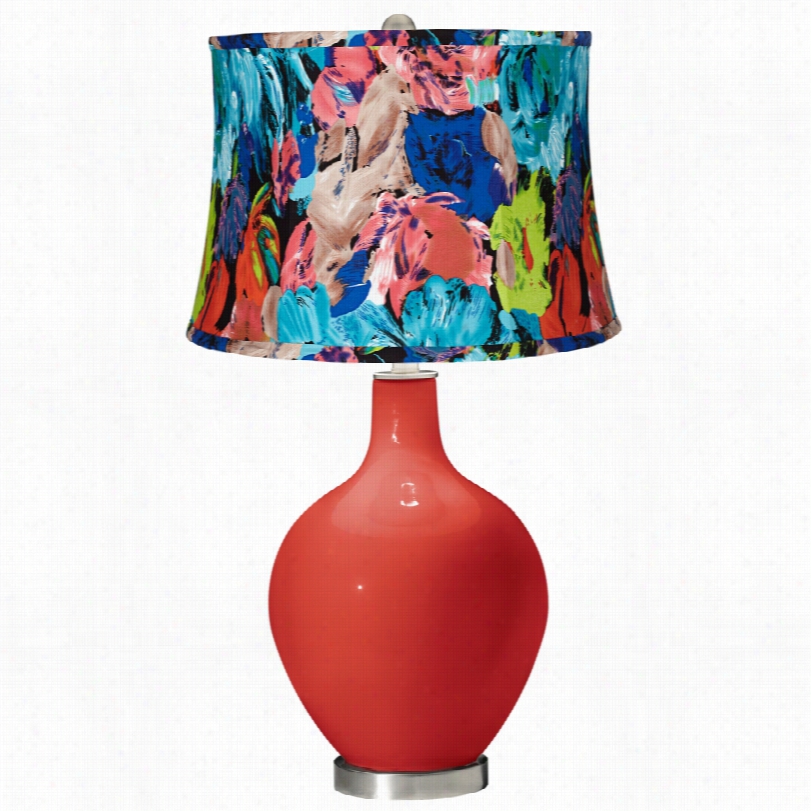 Contemporary Color Plus Technicolor Floral Cherry Tomto Ovo Table Lamp