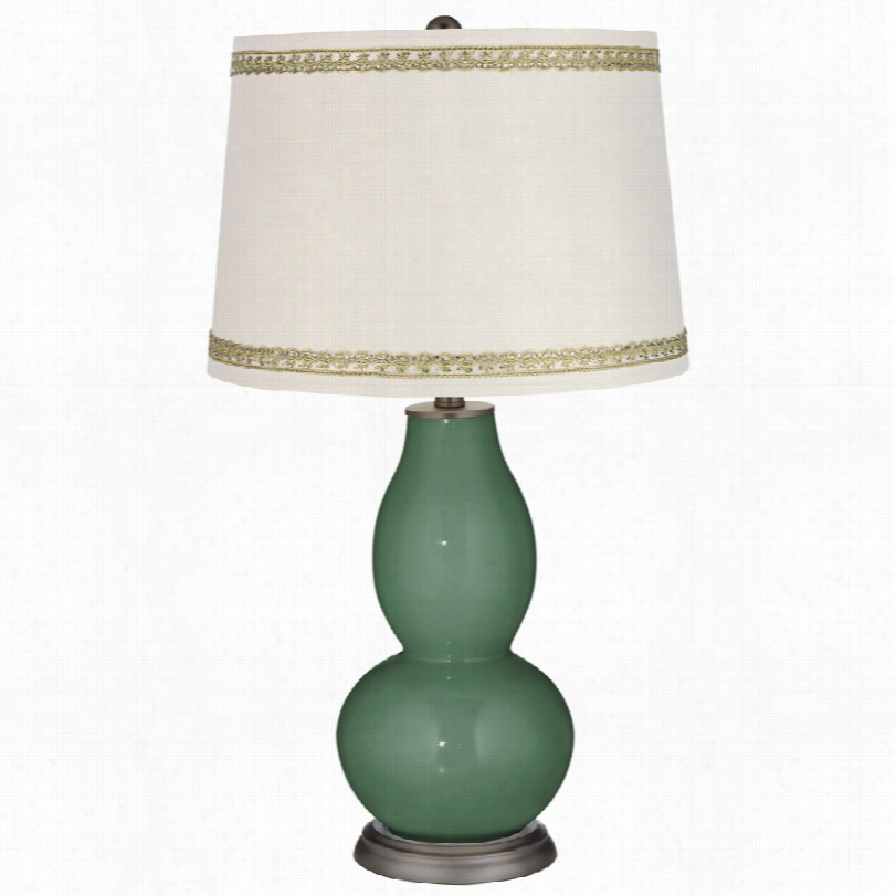 Contemporary Cmofrey Double Gourd Taable Lamp With Rhinestone Lace Snug