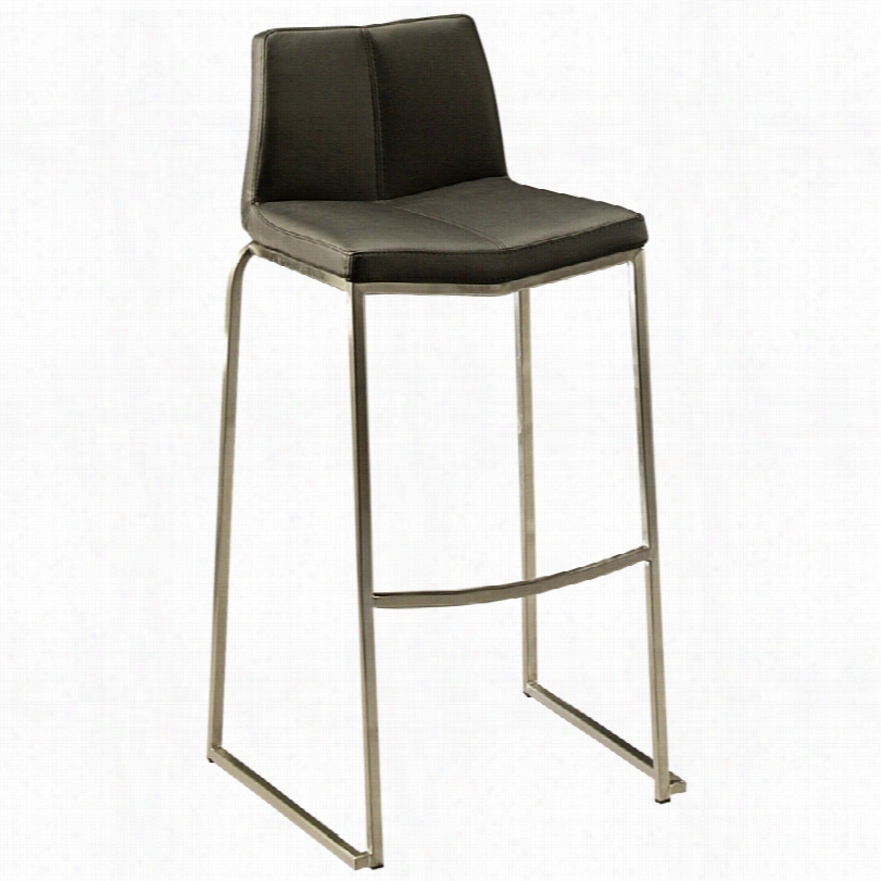 Contemprary Contemporary Black Faux Leather Daqo Bar Stool