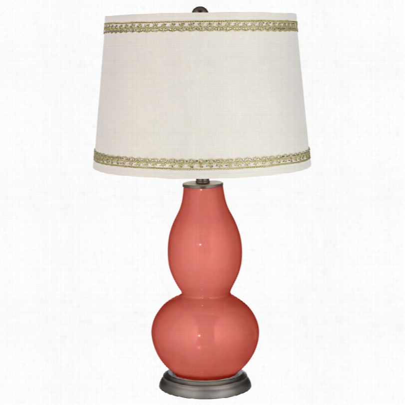 Contemporary Ccoral Reev Double Gourd Table Lamp  With Rhinestone Lace Dress