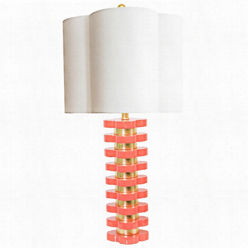 Contemporary Couture Coral And Gold Leaf Quatrfeoil 32-inch-h Table Lamp