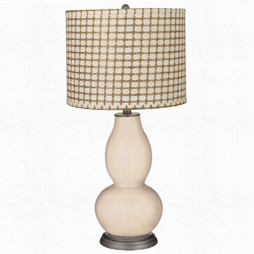 Cntemporary Cream Tan Weave Shade Steam Ed Milk Double Gourd Table Lamp