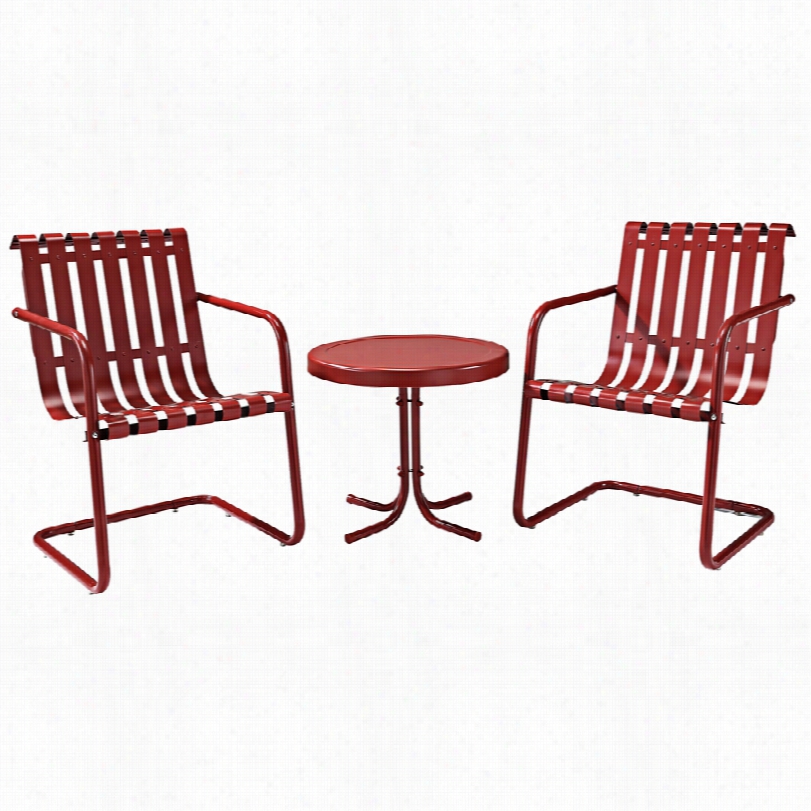 Contemporary C Rosby Cor Al Red 3-piece Outdoor Retro Seating Set