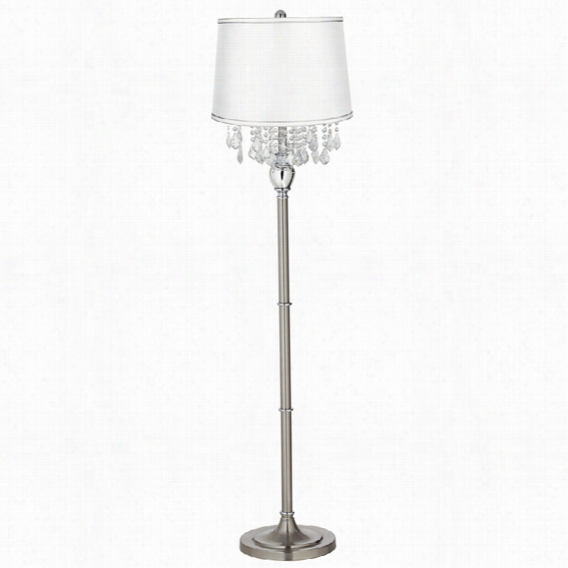 Contemporary Crystals White S Atin Shade 6 1/2-icnh-h Floor Lamp