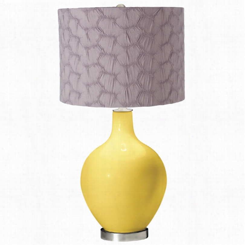 Contemporary Daffodil Gray Pleated Drum Shade Ovo Table Lamp