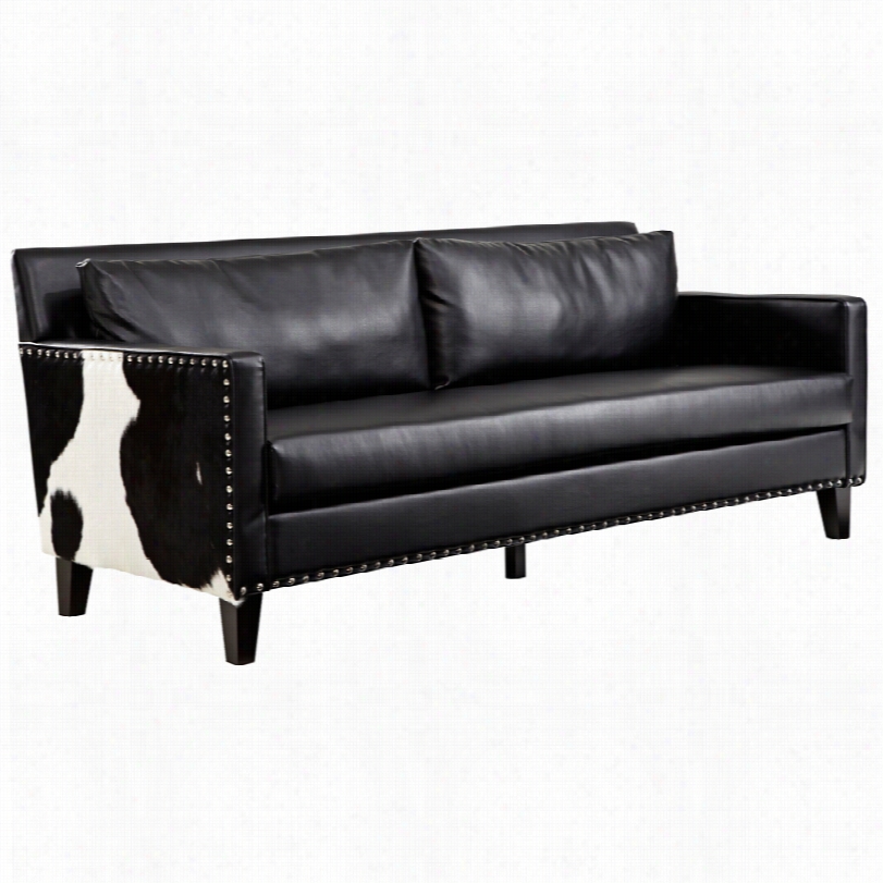 Contemporary Dallas Leather And Cowhide 33 1/2-inch-h Sofa