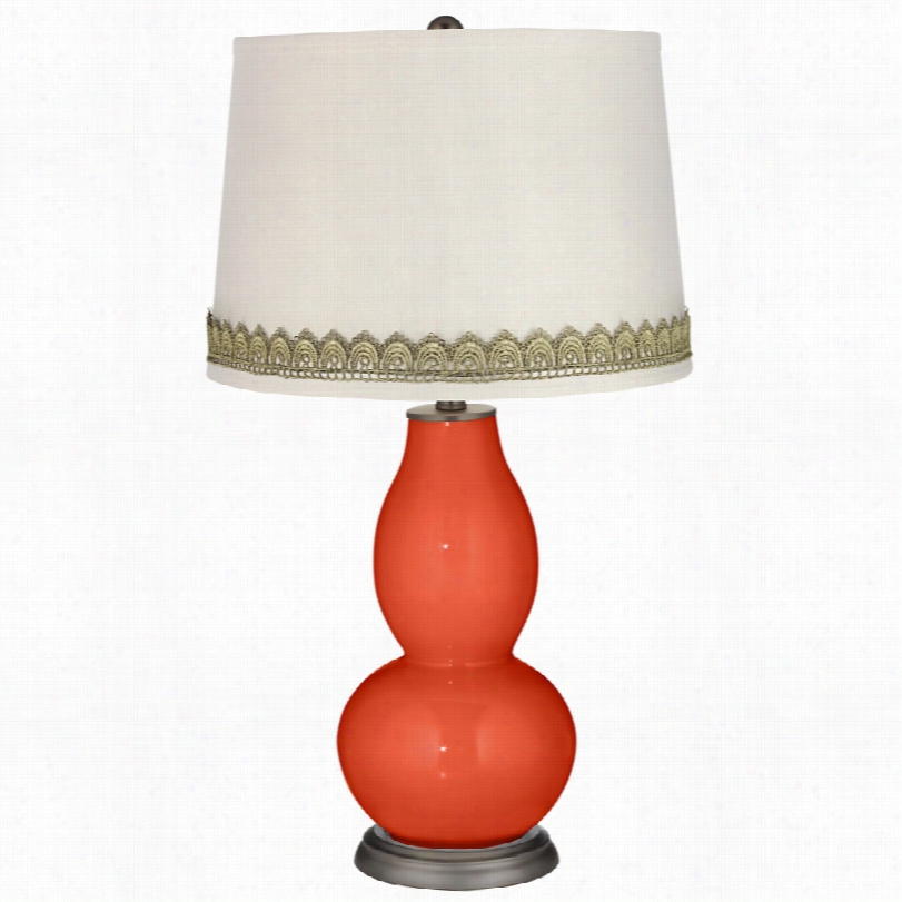 Contemporary Daredevil Double Gourd Tabl Lamp With Scallop L Ace Trim