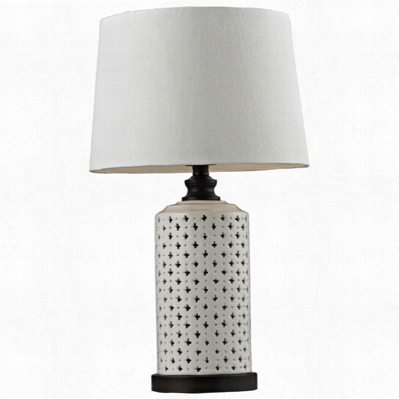 Contemporary Dimond Bloom Off-wite Ceramic Opn Wofk Table Lamp