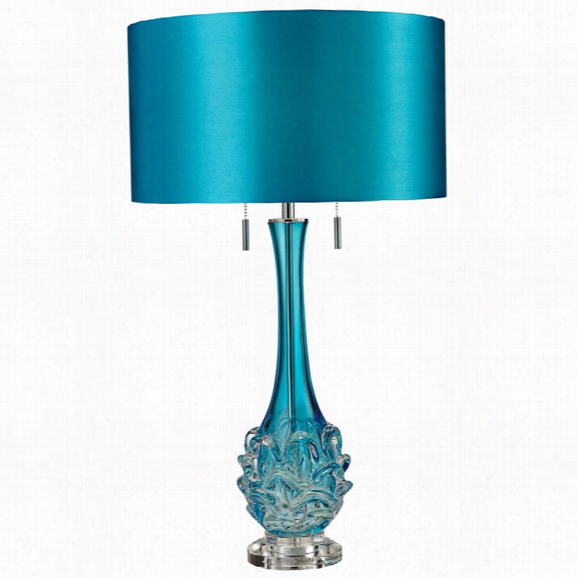 Contemporary Dimond V Ignola Blue Free Blown Glass  28-inch-h  Table Lamp