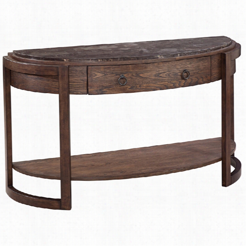 Contemporary Ellerbe Demiluune Waalnut 53-inch-w 1-drawer Console Table