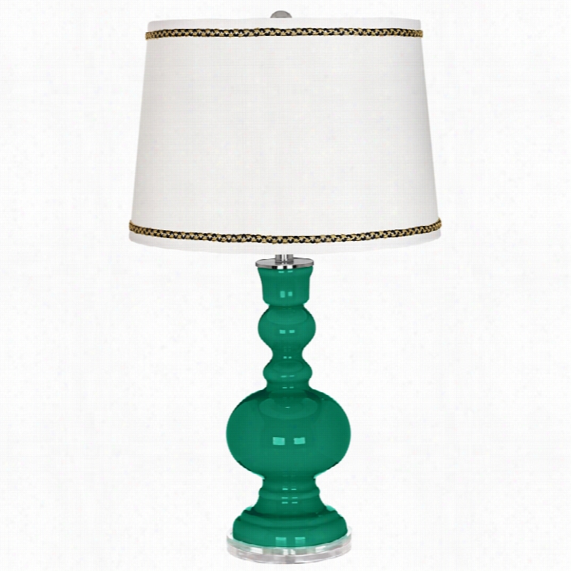 Conttemoprary Emerald Pharmacist 30-inch-h Table Lamp With Ric-rac Trim