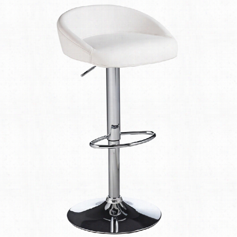 Contekporary Fargo White Faux Leather Aejustable Swivel Barstool