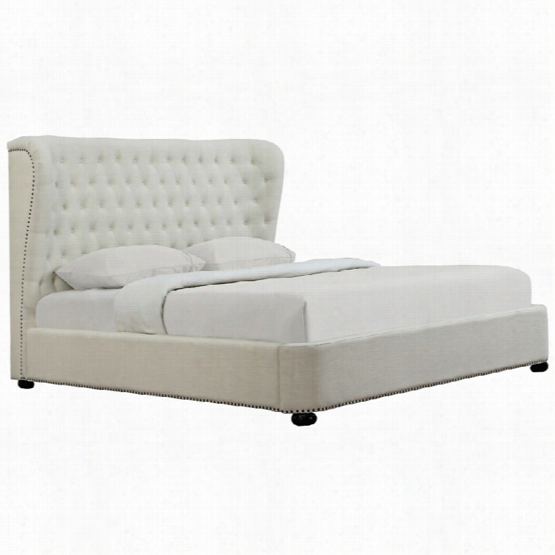 Conteemporary Finley Contemporary Beige Lihen Queen Platform Bed