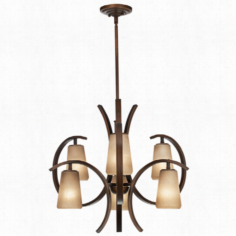 Contemp Orary Franklin Iron Works Modern Bronze Amber Glass Chandelier