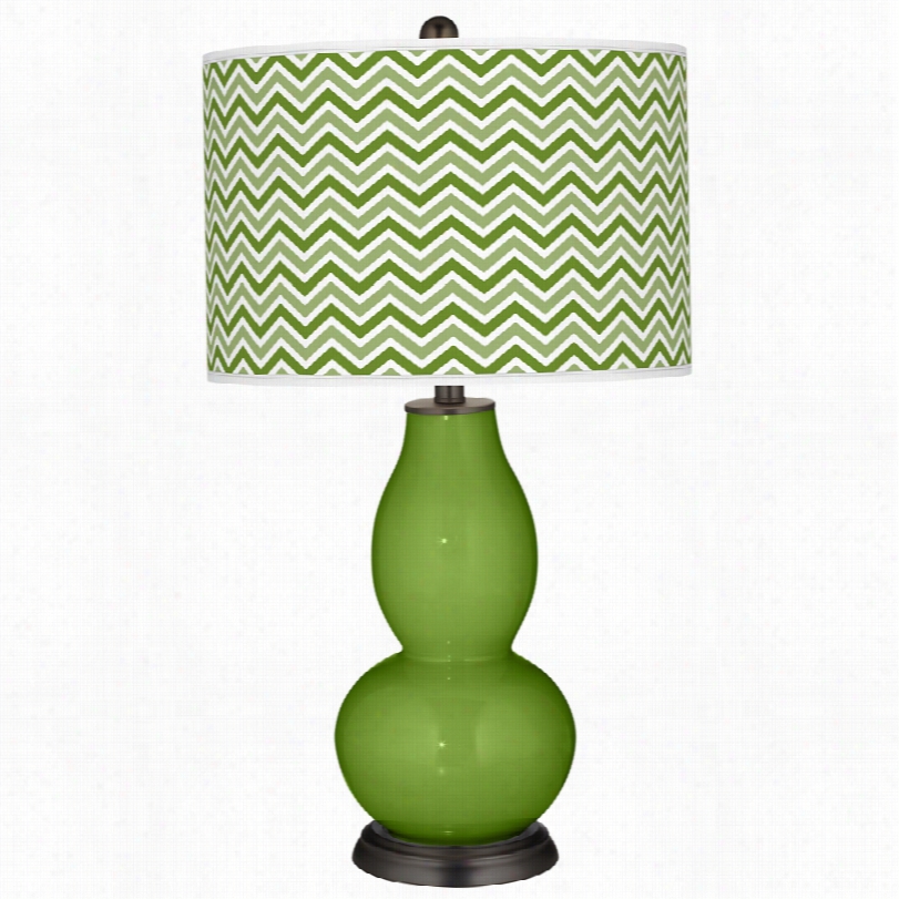 Contemporary Gecko Green Narrow Zig Zag Art Shade Color Plus Table Lamp