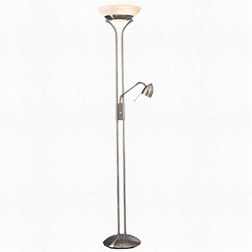 Contemporary George Kovacs Nnickel Torchiere With Reading Floor Lamp