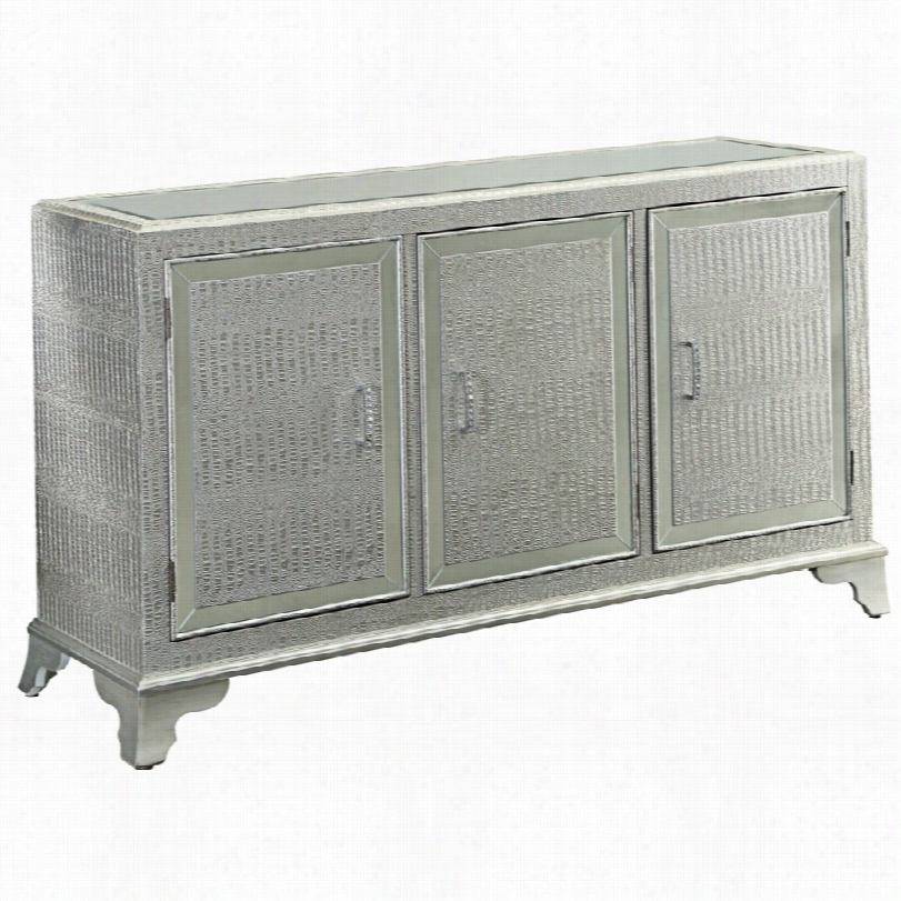 Contemporary Glamour Silger Ccroc Mirror-top 3-door Console Cabinet