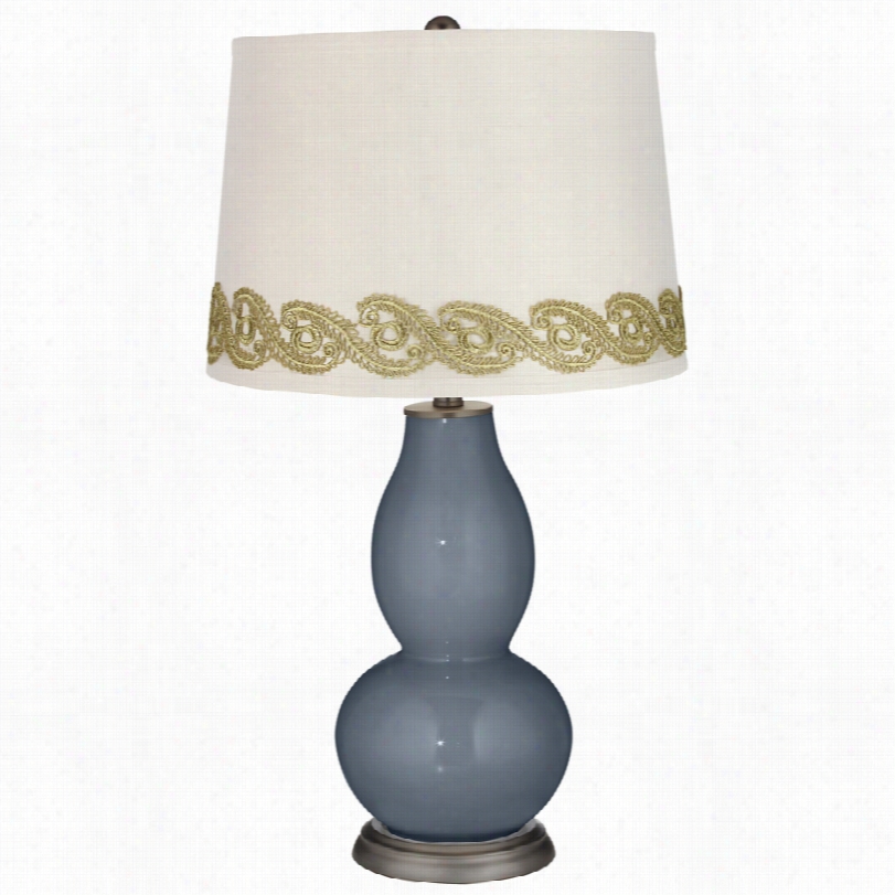 Contemporary Granie Pea Kdouble Gourd Table Lamp With Vine Lac E Trim