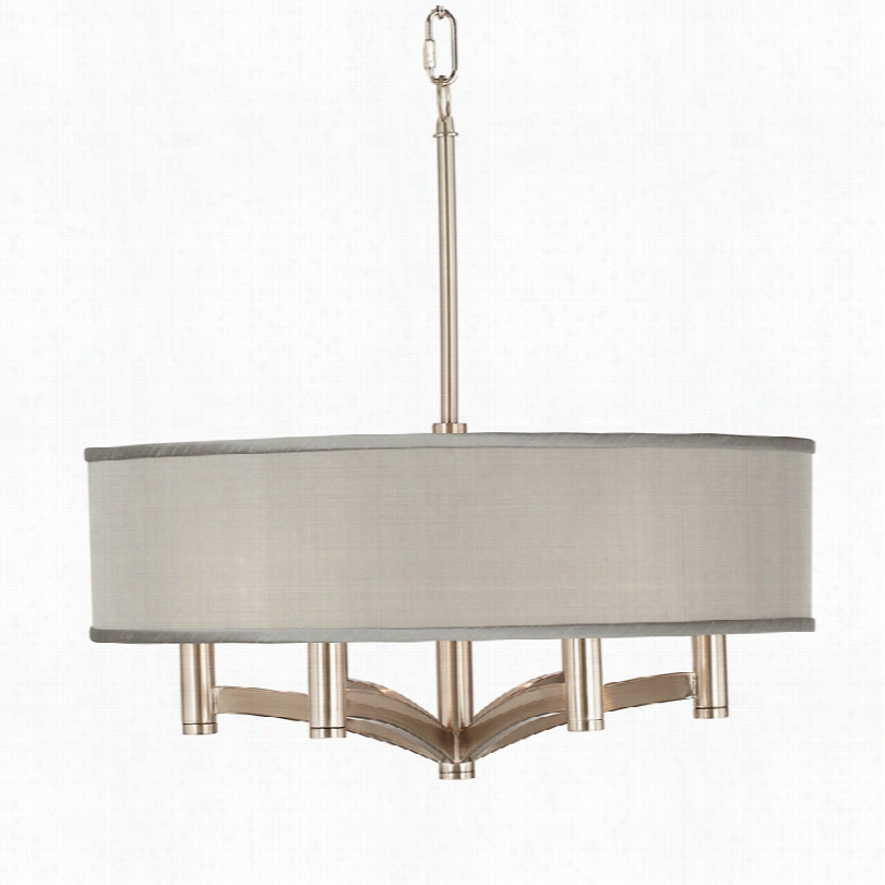 Contemporarh Gray Texturd Silk Nickel 20-inch-w Pendant Chandelir