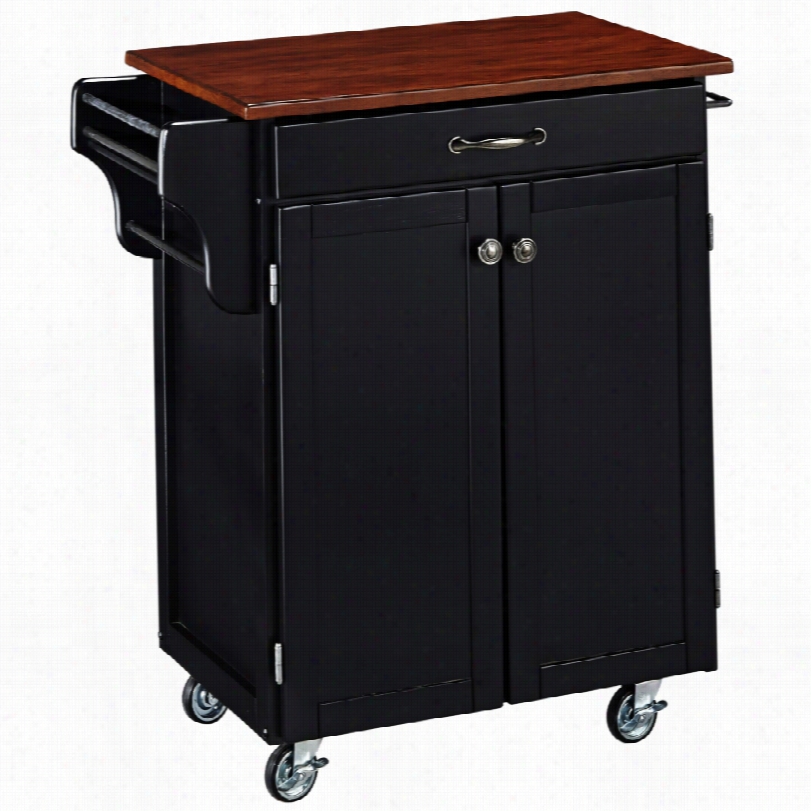 Contemporary Hampton Cherry Top Black Wood 35 1/2-inch-h Cuisine Cart