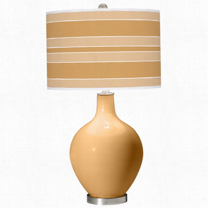 Contemporary Harest Modern Gold Bild Tsripe Art Shade Ovo  Table Lamp