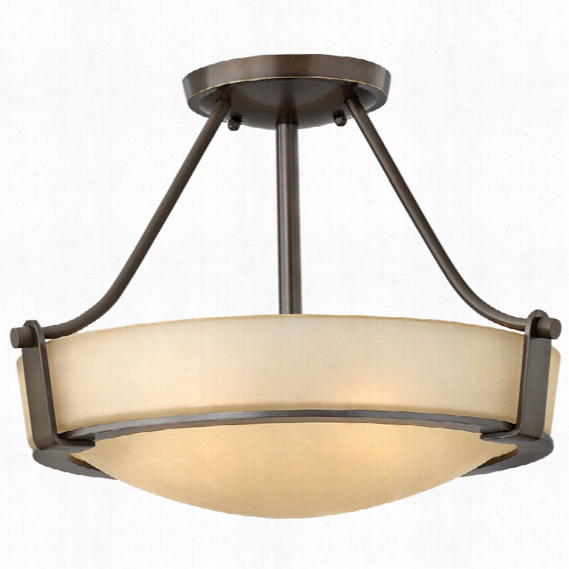 Contemporary Hinklet Hathaway 16""w Olde Rbonze Amber Ceiling Light