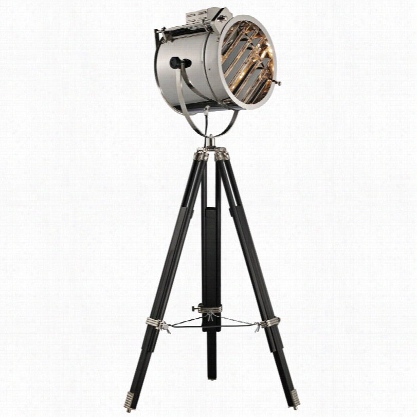 Contemporary Hlolywood Modern Black Wood Shuttered Tripod Fooor Lamp