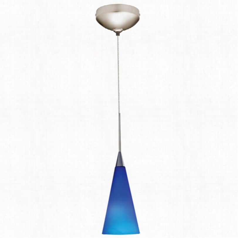 Contemporary Juno Satin Nickel Cobalt Tall Cone Led Mini Pendant