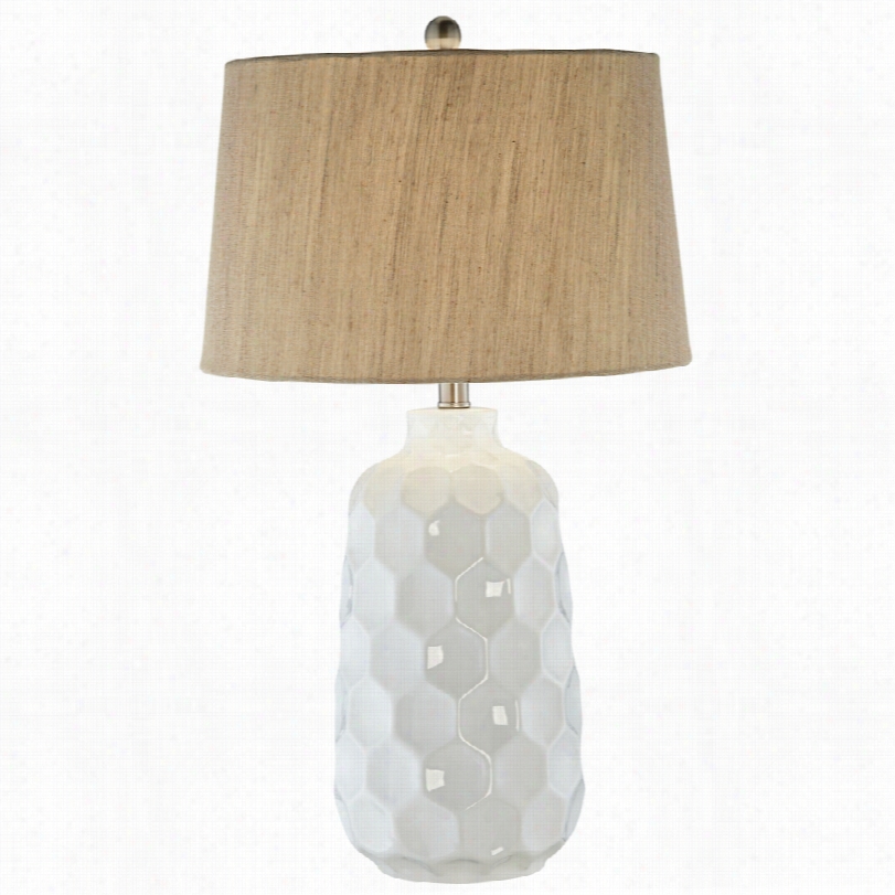 Contemporary Kathy Irelad Honeycomb White Ceramic 29-inch-h Table Lamp