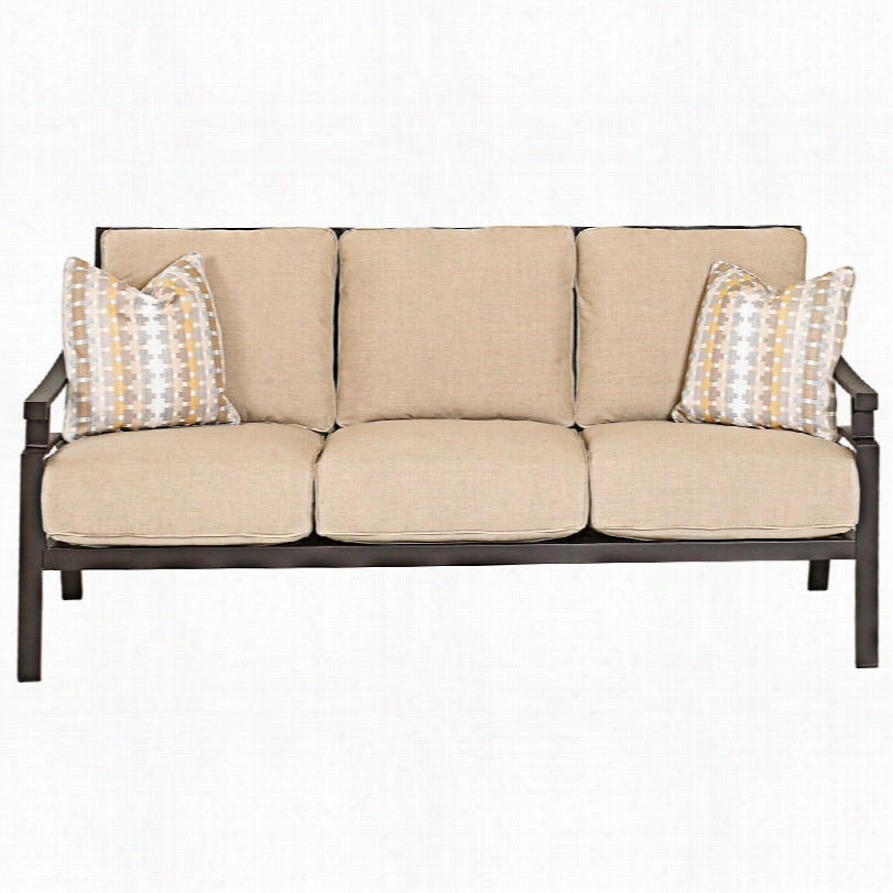 Contemporary Klaussner Linder Dark Earth Tone Outdoor Sofa