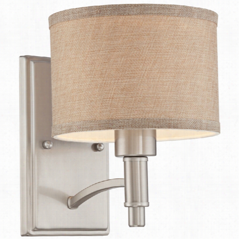 Contemporary La Pointe Linen Shae Brushed Nickel 9-inch-h Wall Sconce