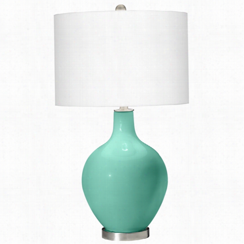 Contemporary Larchmere Green Glass Ovo Color Plus Table Lamp