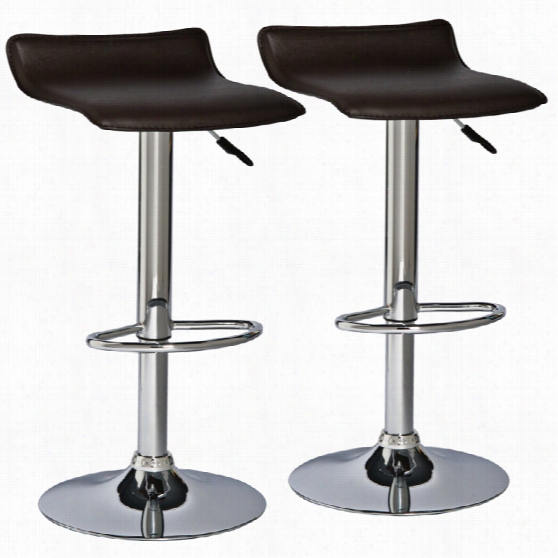 Contemporary Leick Furnture Set Of 2 Brown Adjustablle Bar Stools