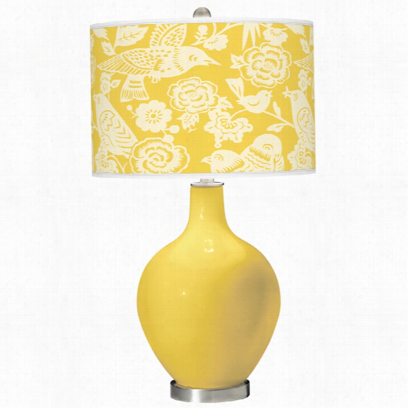 Contemporary Lemon Zest Aviiary Pattern Ovo 28 12/-inch-h Table Lamp