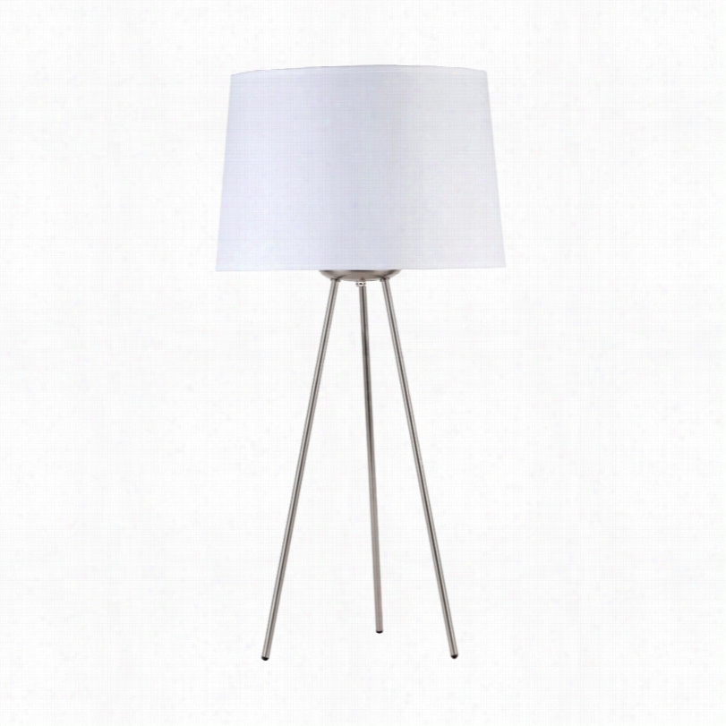 Contemporary Lights Up! Nickel With Wegee  White 27-inch-h Table Lamp