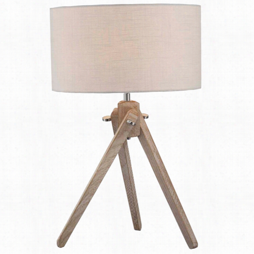 Cotemporary Lite Source Wolcott White Wsh Wood Tripod Table Lamp