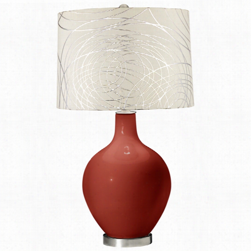 Contemporary Marsala Abstract Silver Cicles Table Lamp