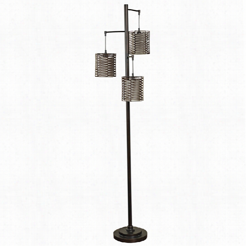 Contemporary Melville Bronze Metal 72-inch-h Lantern Overthrow Lamp