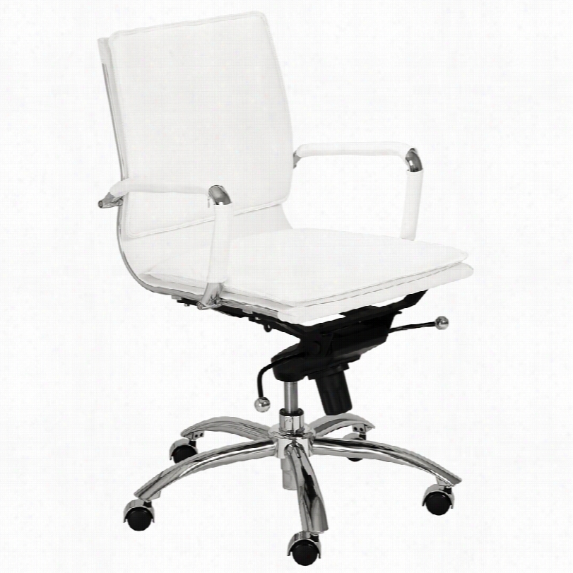 Contemporar Y Merritt Pro Low Back White Faux Leather Modern Office Chzi