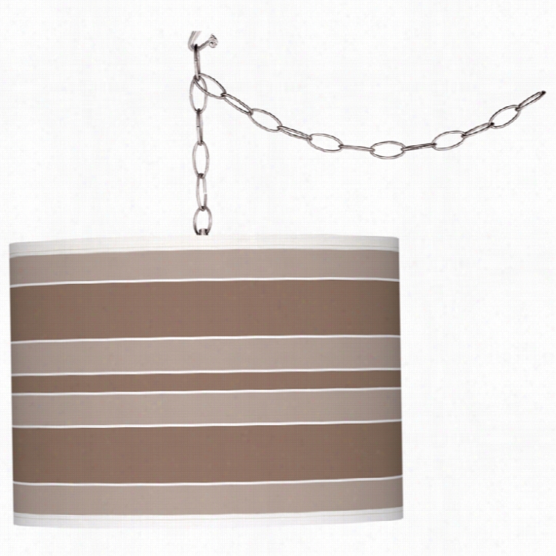 Contemporary Mocha Bold Stripe Art Shade Glow Ceiling Pendqnt