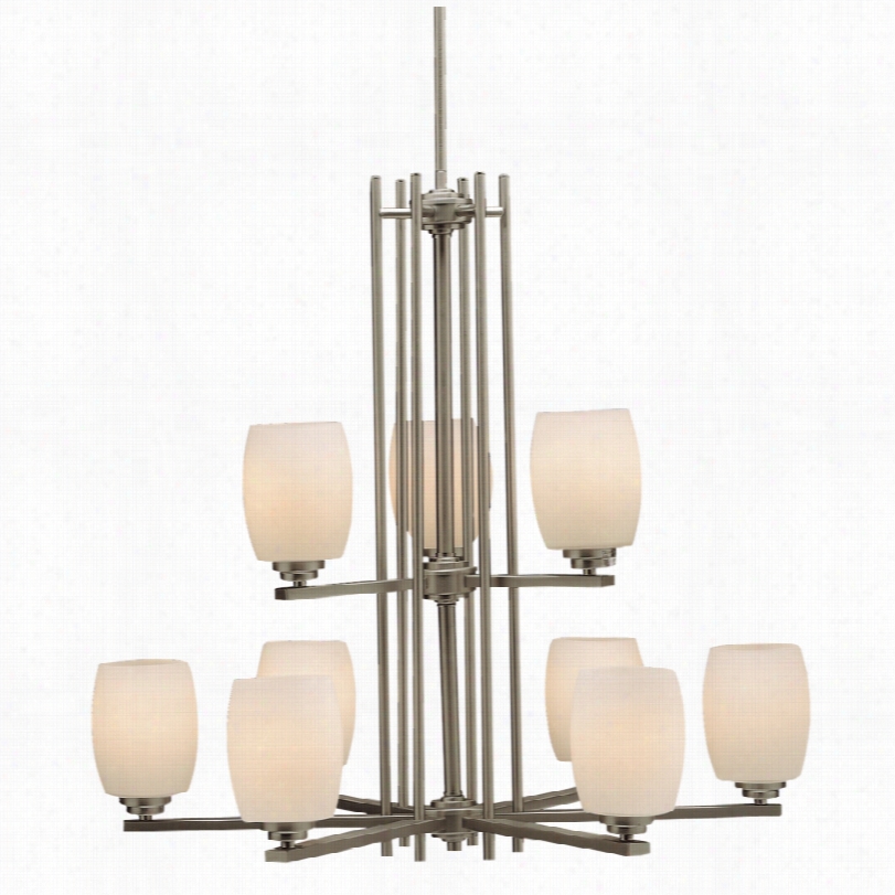 Contemoprary Modern Brushed Nickel With Whiteglass Kichler Chandelier