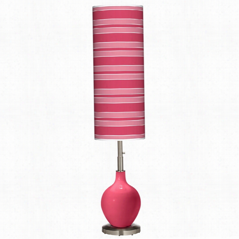 Contemporary Modern Eros Pink Attending Bold Stripe Shade Ovo Floor Lamp